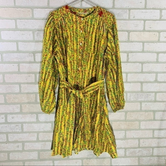 Roller Rabbit NWT Rhody Floral Striped Belted Dress in Yellow Size M - Picture 5 of 12